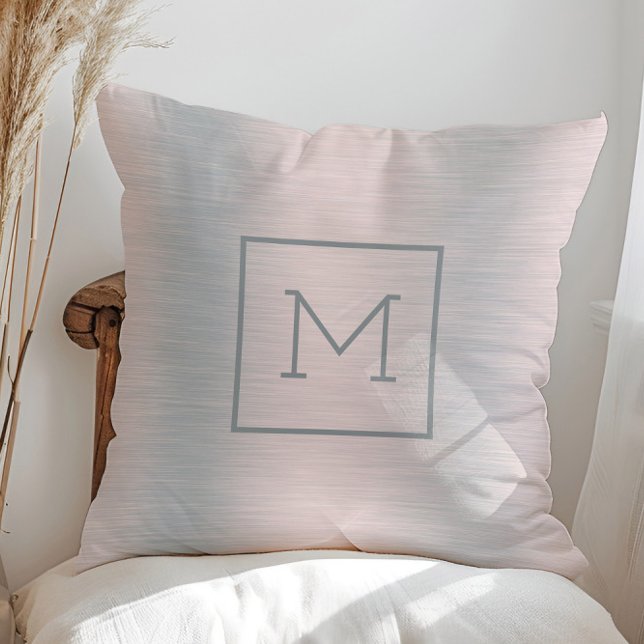 Metallic Silver background monogram Cushion (Creator Uploaded)