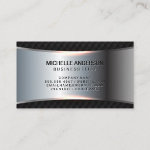 Metallic Silver Banner   Black Tiling Business Card