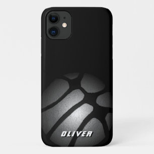 Metallic Silver Black Basketball Ball Sports iPhone 11 Case