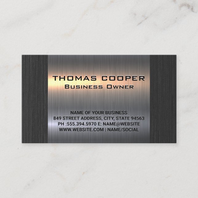 Metallic Silver Black Texture Background Business Card (Front)