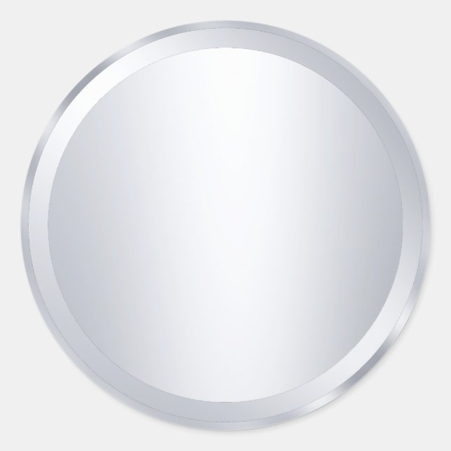Metallic Silver Blank Custom Template Add Text Classic Round Sticker (Front)