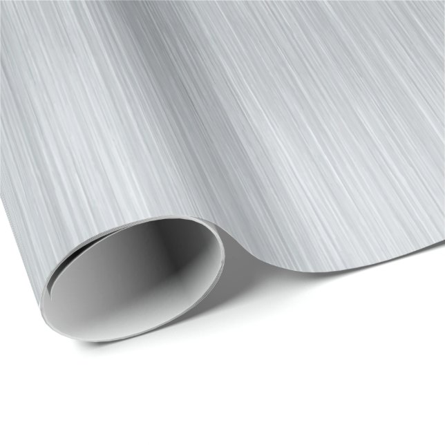 Metallic silver brushed aluminium texture wrapping paper (Roll Corner)