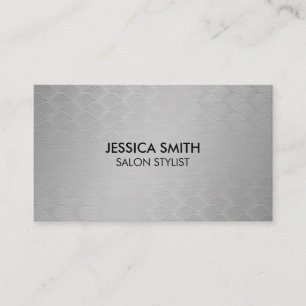 Metallic Silver Brushed and Silver Weave Pattern Business Card