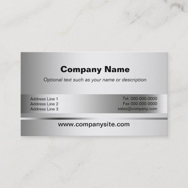Metallic Silver Business Card Templates (Front)