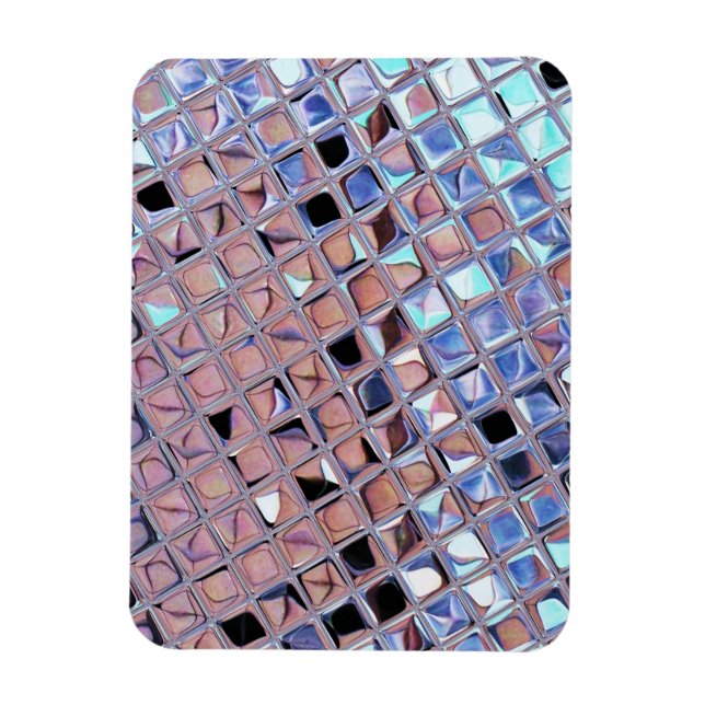 Metallic Silver Disco Ball Mirrors Faux Magnet (Vertical)