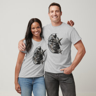 Metallic Silver Face Graphic T-Shirt