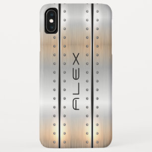 Metallic silver geometric modern design iPhone XS max case