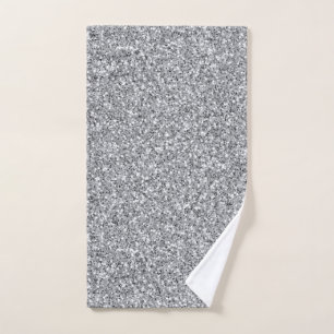 Metallic Silver Glitter Hand Towel