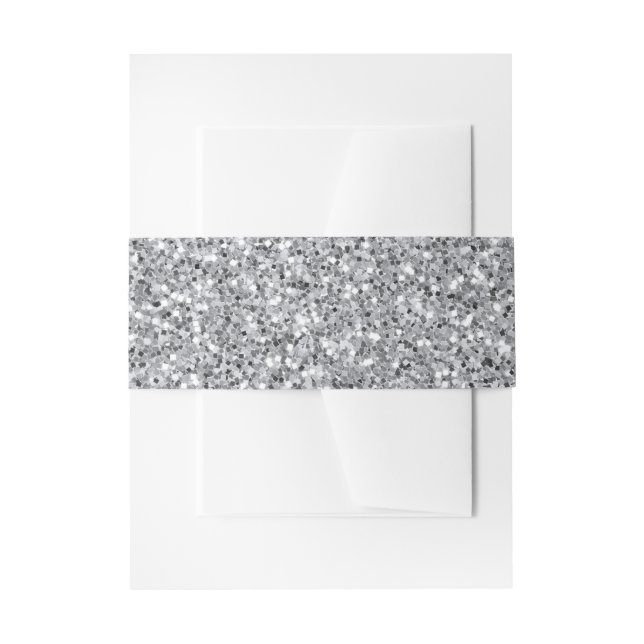 Metallic Silver Glitter Invitation Belly Band (Front Example)
