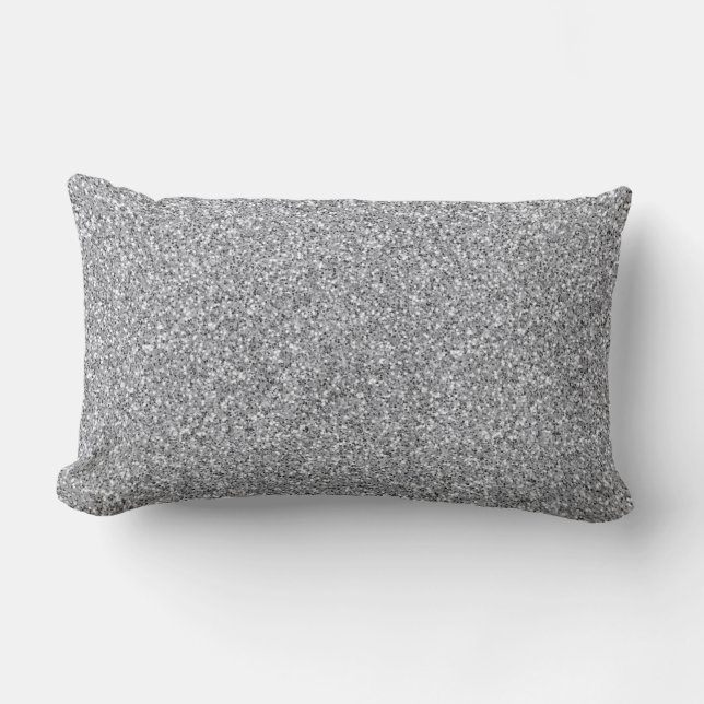 Metallic Silver Glitter Lumbar Cushion (Front)