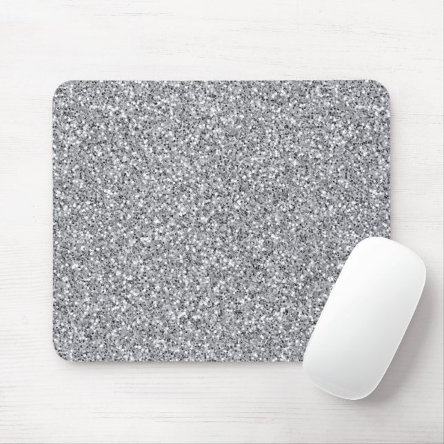 Metallic Silver Glitter Mouse Mat (With Mouse)