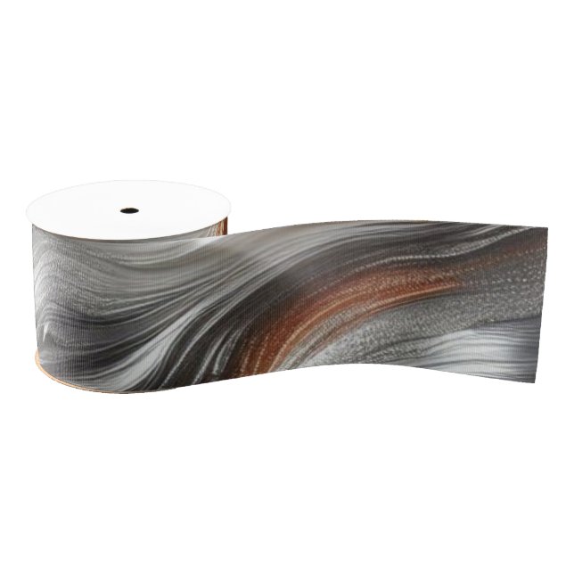 Metallic Silver Gold and Copper Swirls Grosgrain Ribbon (Spool)