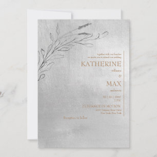 Metallic Silver & Gold No Parents Foliage Wedding Invitation