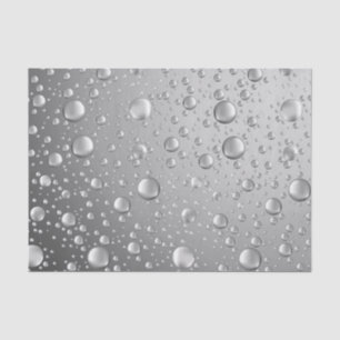 Metallic Silver Grey Abstract Rain Drops Tissue Paper