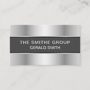 Metallic Silver Grey Banner Business Card