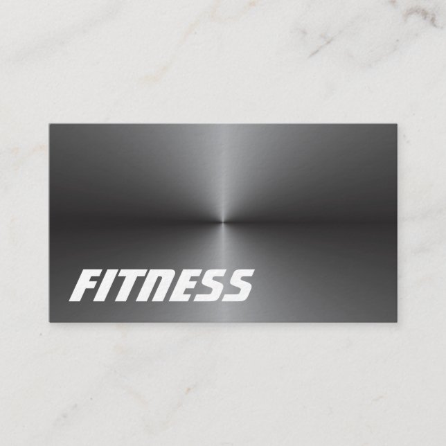 Metallic Silver Grey Fitness Sport Trendy Business Card (Front)