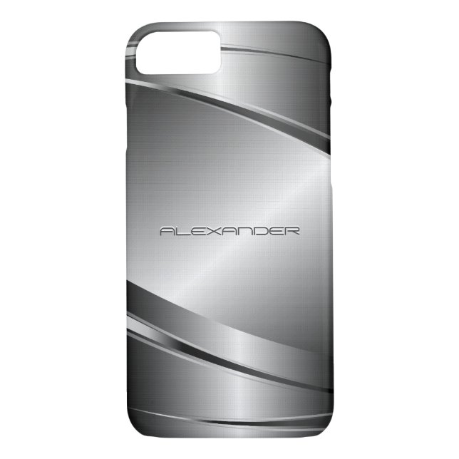 Metallic Silver Grey Geometric Design Case-Mate iPhone Case (Back)