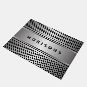 Metallic Silver-grey Geometric Design Doormat