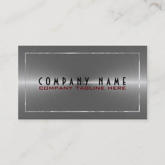 Metallic Silver Grey Stainless Steel Look Business Card (Front)