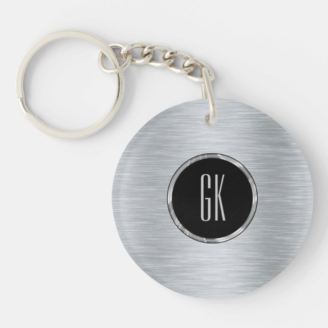 Metallic Silver Image Brushed Aluminium Look Key Ring (Front)