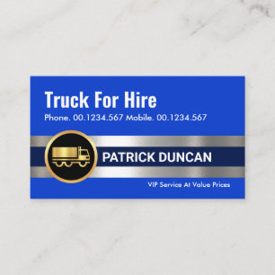 Metallic Silver Lines Gold Trucker Business Card