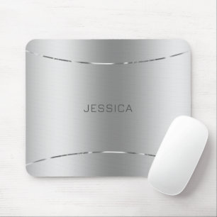 Metallic Silver Look Background Monogramed Mouse Mat