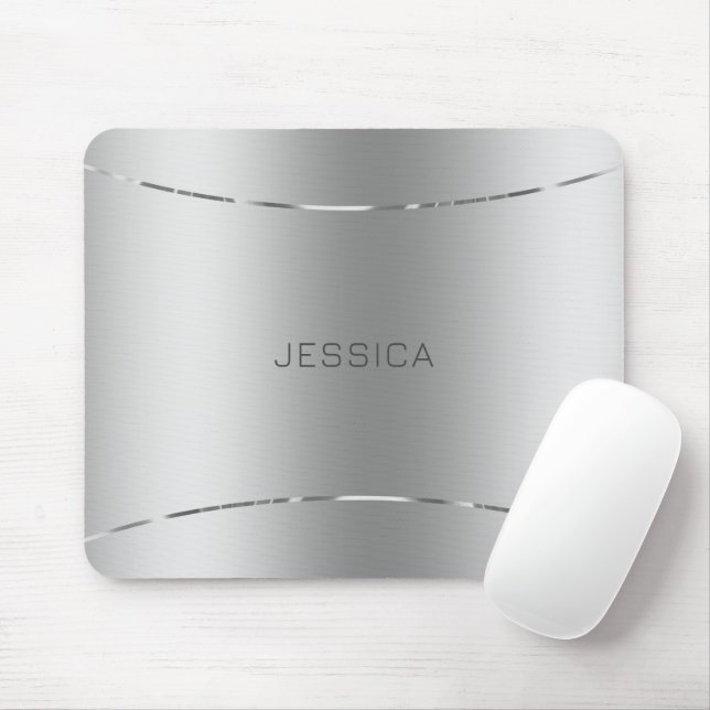 Metallic Silver Look Background Monogramed Mouse Mat (With Mouse)