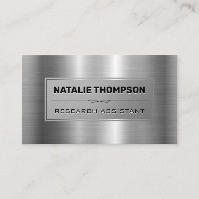 Metallic Silver Metal Shine Appointment Card (Front)