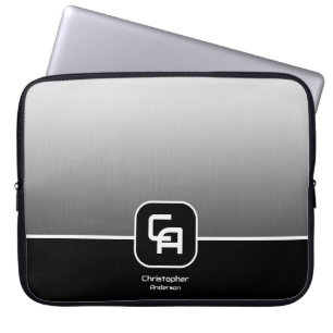 Metallic Silver Monogram Laptop Sleeve