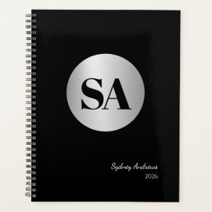 Metallic Silver Monogram Logo Calendar Planner