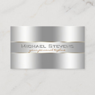 Metallic Silver Professional Elegant Business Card