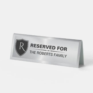 Metallic Silver Reserved Family Crest Monogram