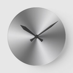 Metallic Silver Round Clock