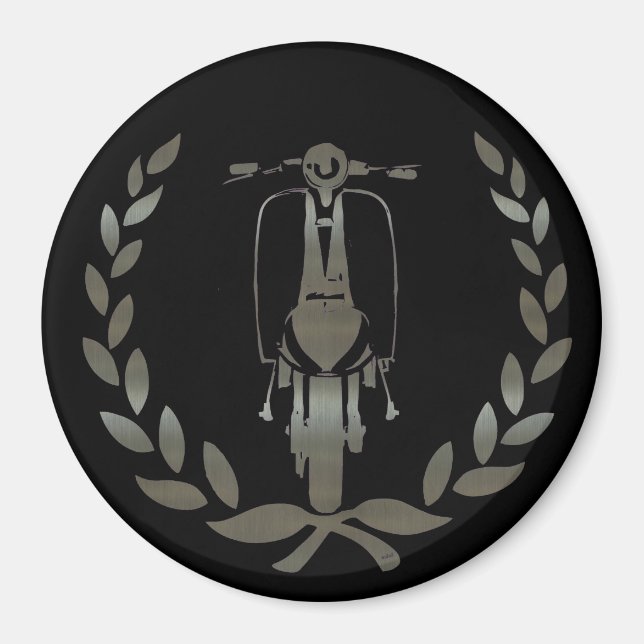 Metallic Silver scooter and laurel Magnet (Front)