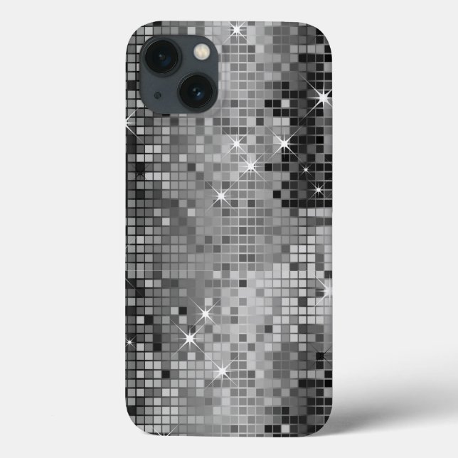 Metallic Silver Sequins Look Disco Mirrors Bling Case-Mate iPhone Case (Back)