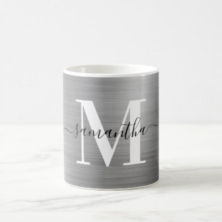 Metallic Silver Signature Monogram Coffee Mug