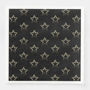 Metallic Silver Stars on Black Napkin
