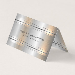 Metallic silver stripes masculine accent business card