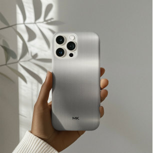 Metallic Silver Texture Stainless Steel Look iPhone 14 Pro Case