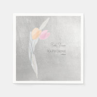 Metallic Silver Watercolor Tulip Cocktail
