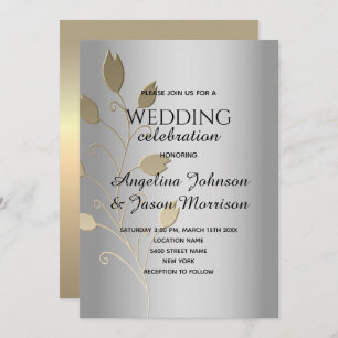 Metallic Silver Wedding Invitation