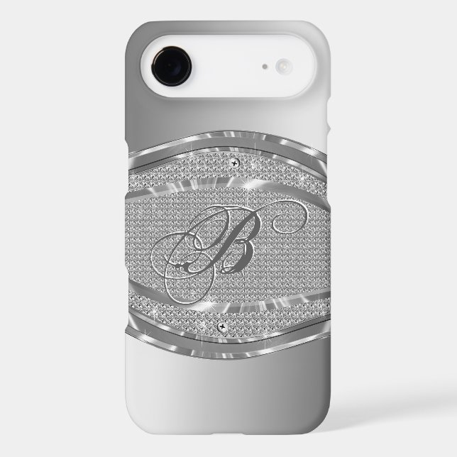 Metallic Silver With Diamonds Pattern Case-Mate iPhone Case (Back)