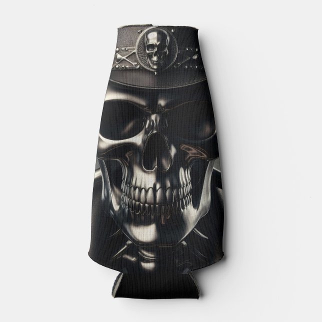 Metallic Skull Cowboy Bottle Cooler (Front)