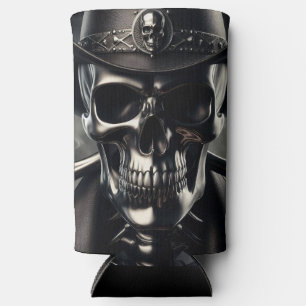 Metallic Skull Cowboy Can Cooler