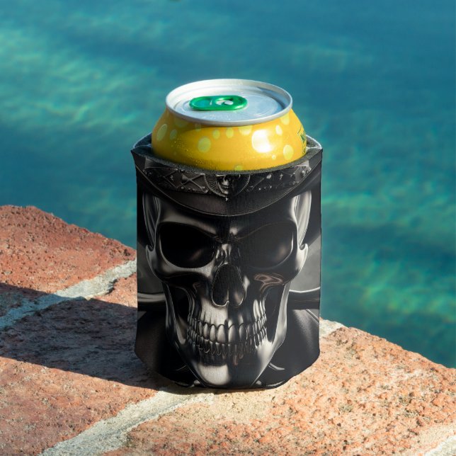 Metallic Skull Cowboy Can Cooler (In Situ Pool)