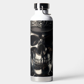 Metallic Skull Cowboy Water Bottle