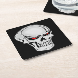 Metallic Skull Square Paper Coaster