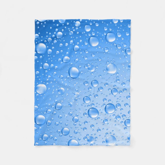 Metallic Sky Blue Rain Drops Fleece Blanket (Front)