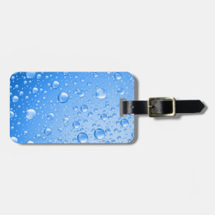 Metallic Sky Blue Rain Drops Luggage Tag