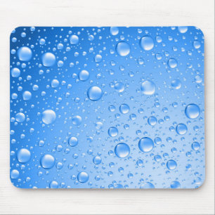 Metallic Sky Blue Rain Drops Mouse Mat